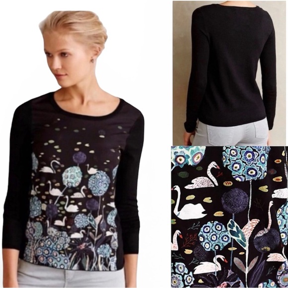Anthropologie Tops - Anthropologie Knitted & Knotted Swan Tableau Michelle Morin Blouse Size Small